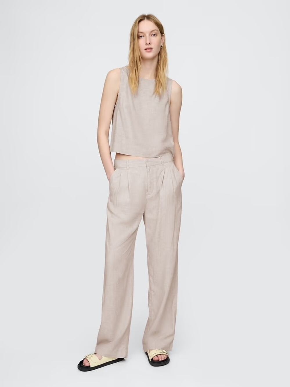 GAP 365 High Rise Linen-Blend Trousers